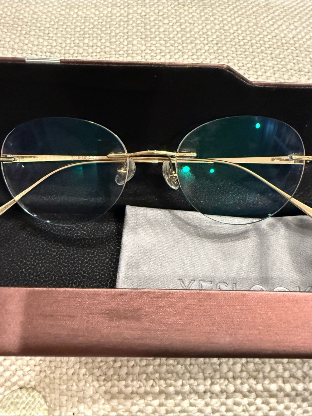 Gold Rimless Reading Glasses - Lightweight Frame +1.75 by Yesglasses Titanium.